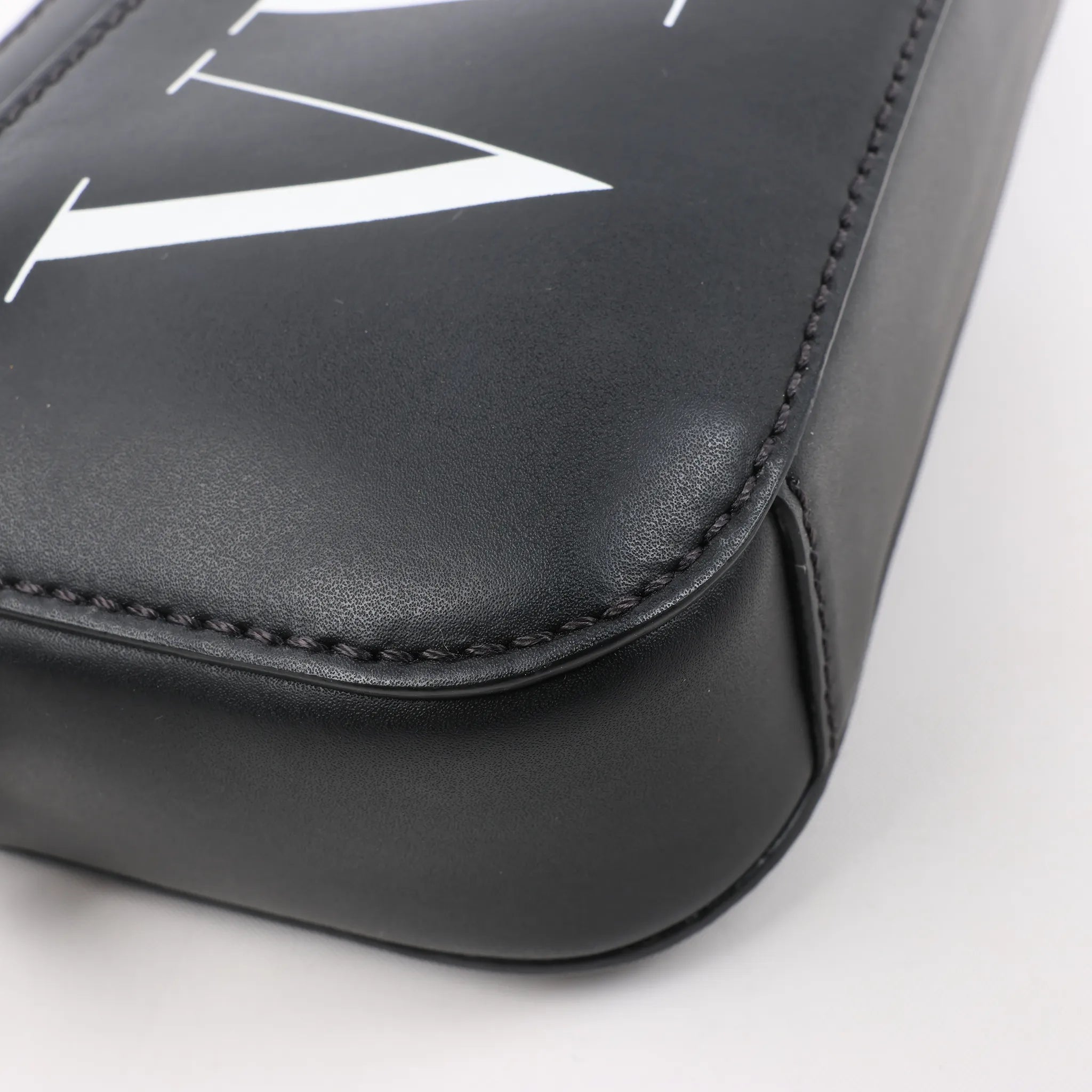 Valentino Garavani VLTN Leather Shoulder Bag in Black