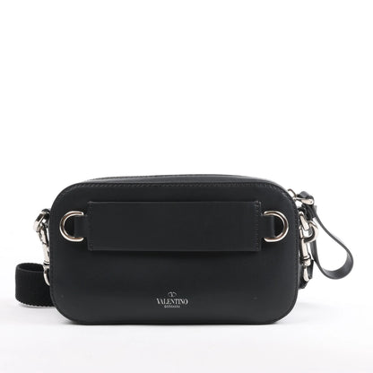 Valentino Garavani VLTN Leather Shoulder Bag in Black