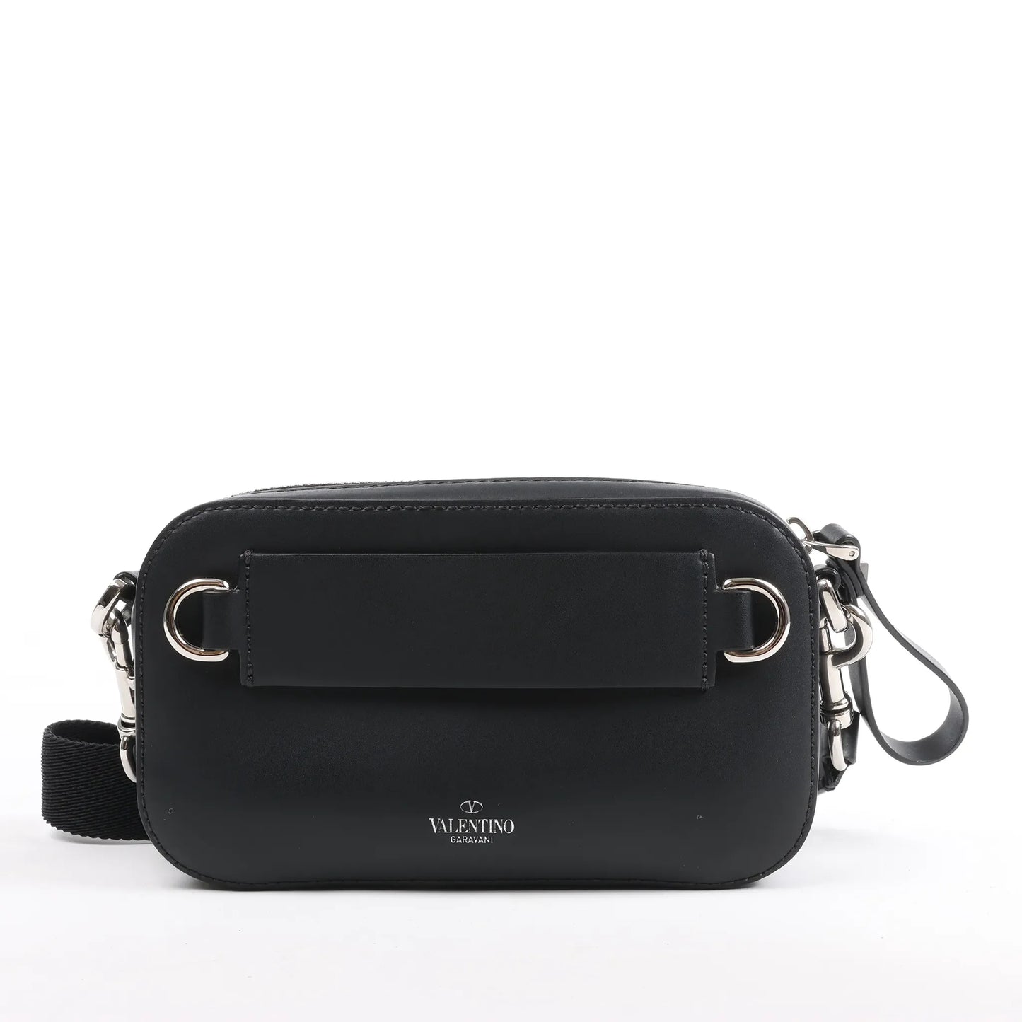 Valentino Garavani VLTN Leather Shoulder Bag in Black