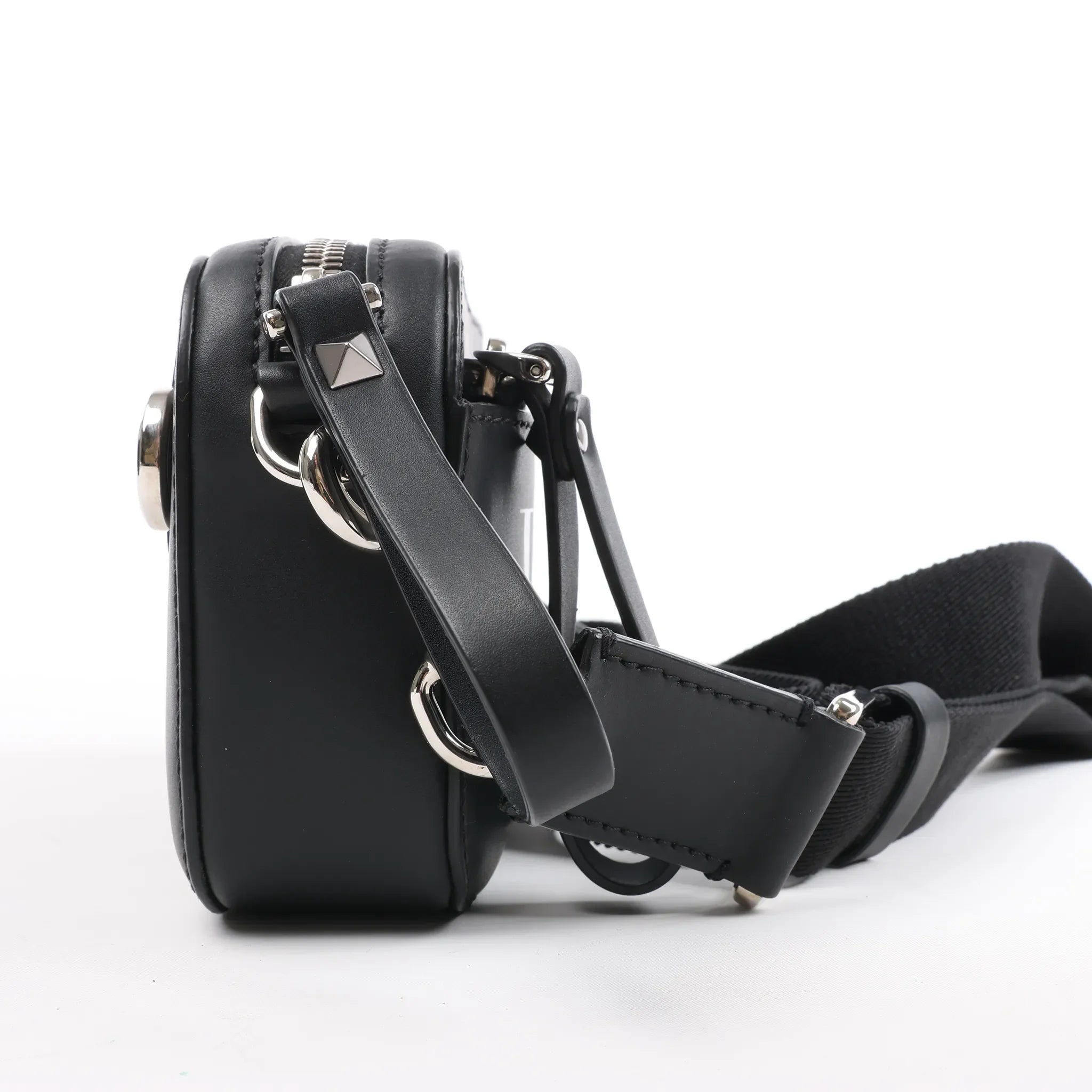 Valentino Garavani VLTN Leather Shoulder Bag in Black