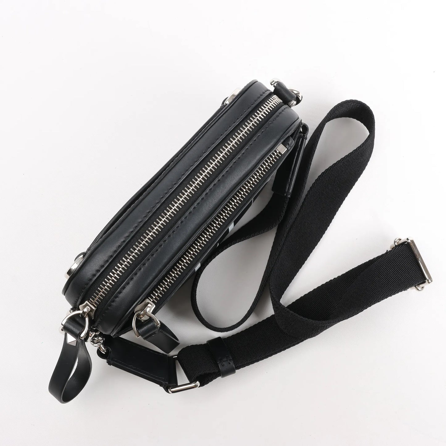 Valentino Garavani VLTN Leather Shoulder Bag in Black