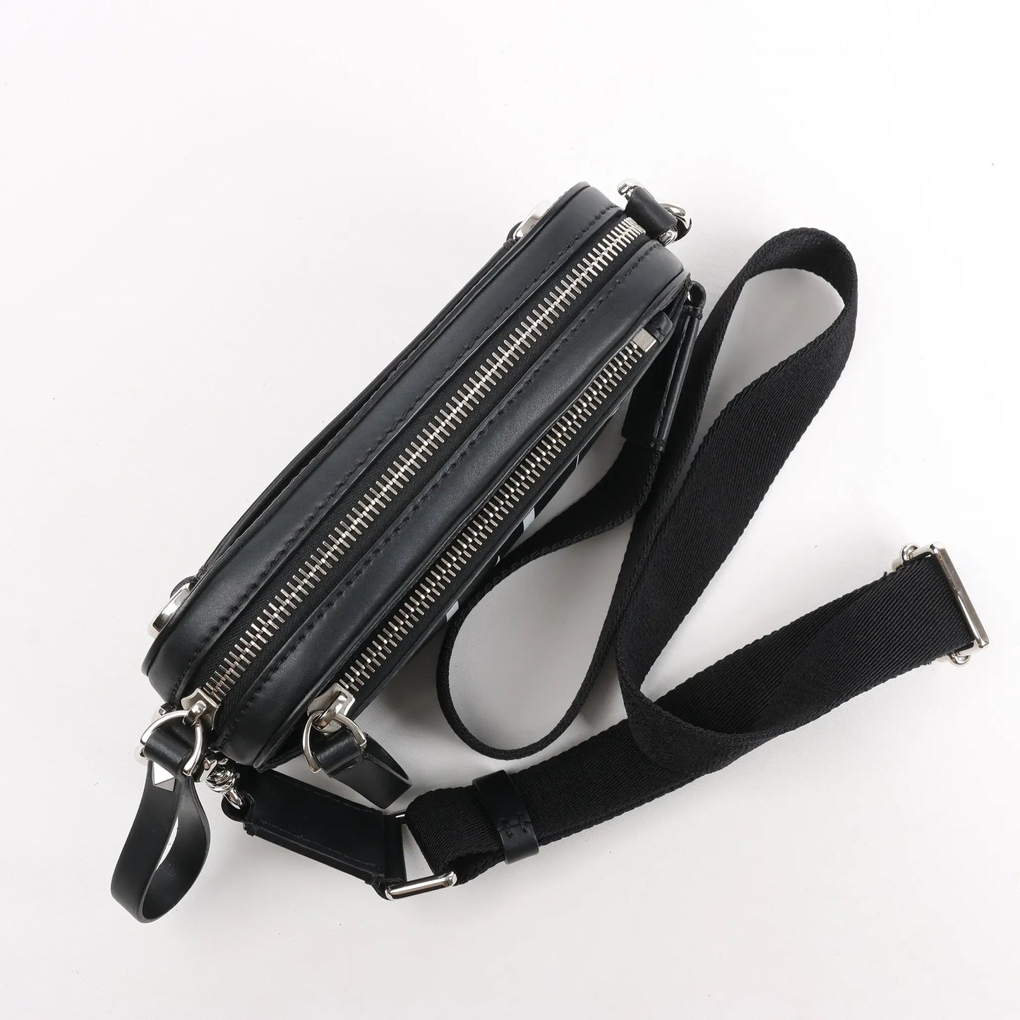 Valentino Garavani VLTN Leather Shoulder Bag in Black