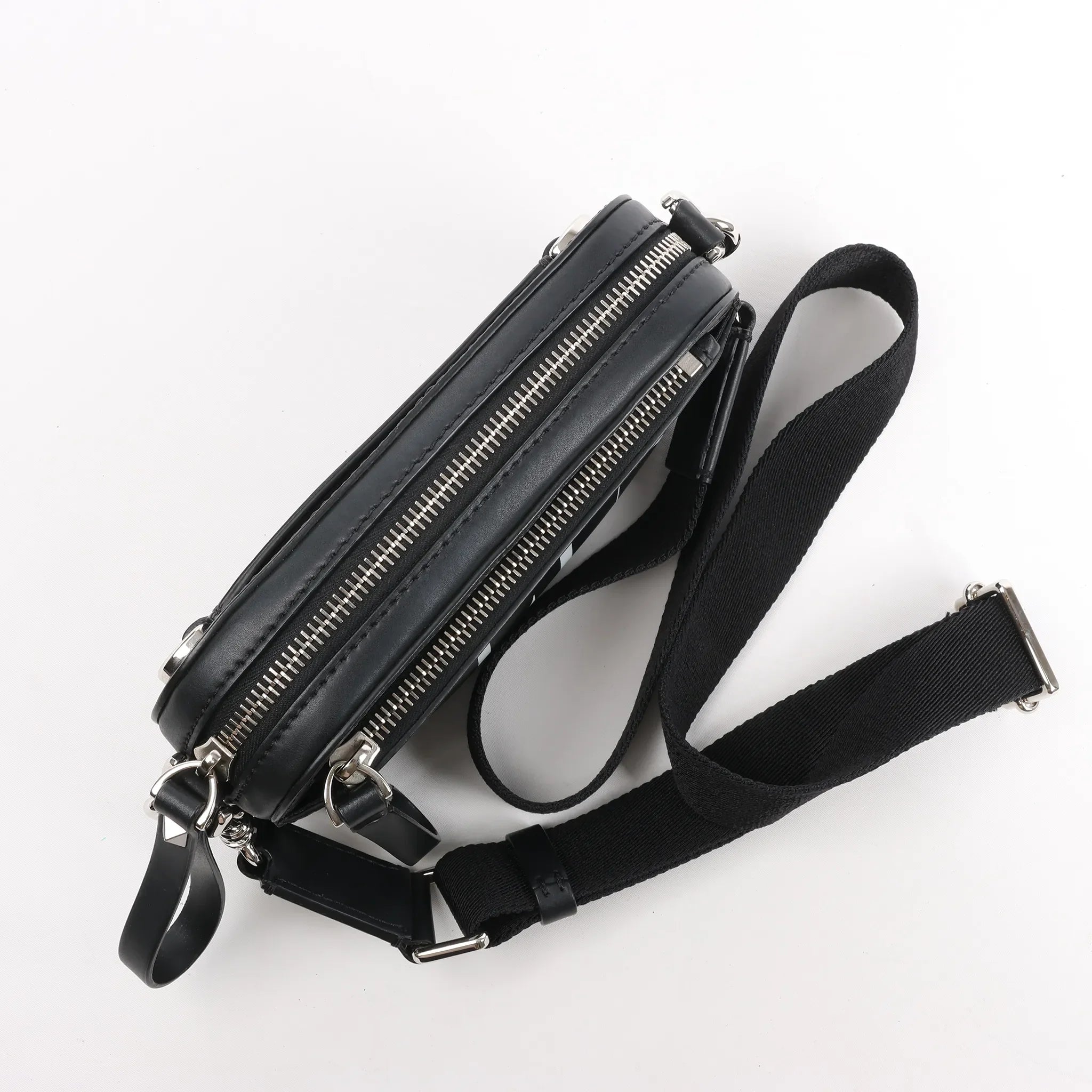 Valentino Garavani VLTN Leather Shoulder Bag in Black