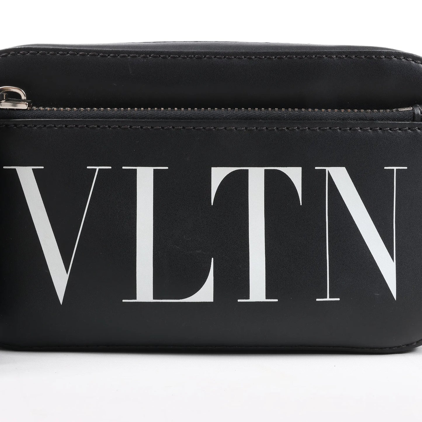 Valentino Garavani VLTN Leather Shoulder Bag in Black