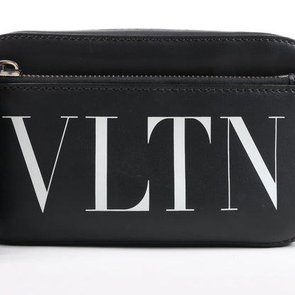Valentino Garavani VLTN Leather Shoulder Bag in Black