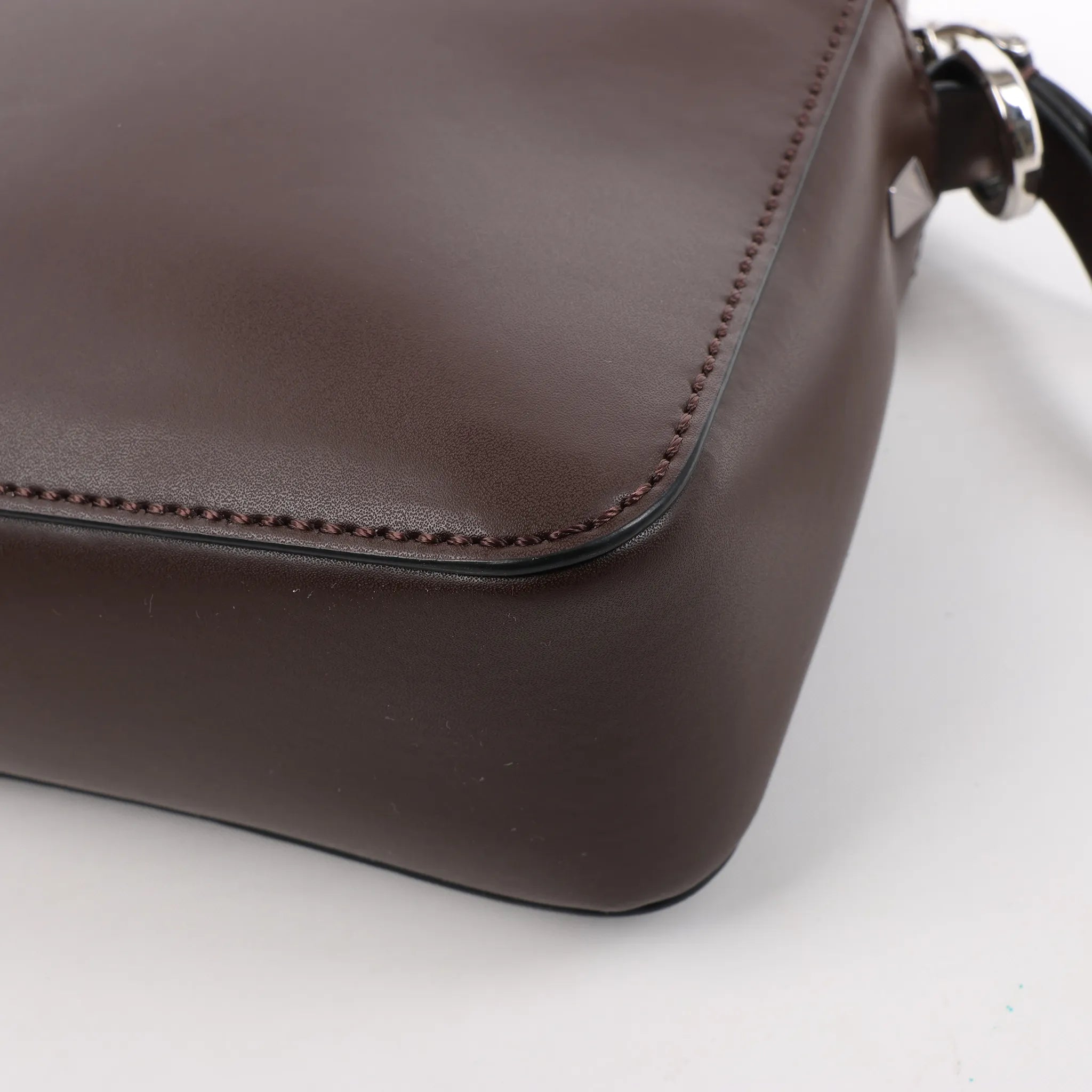 Valentino Garavani VLTN Leather Shoulder Bag in Brown