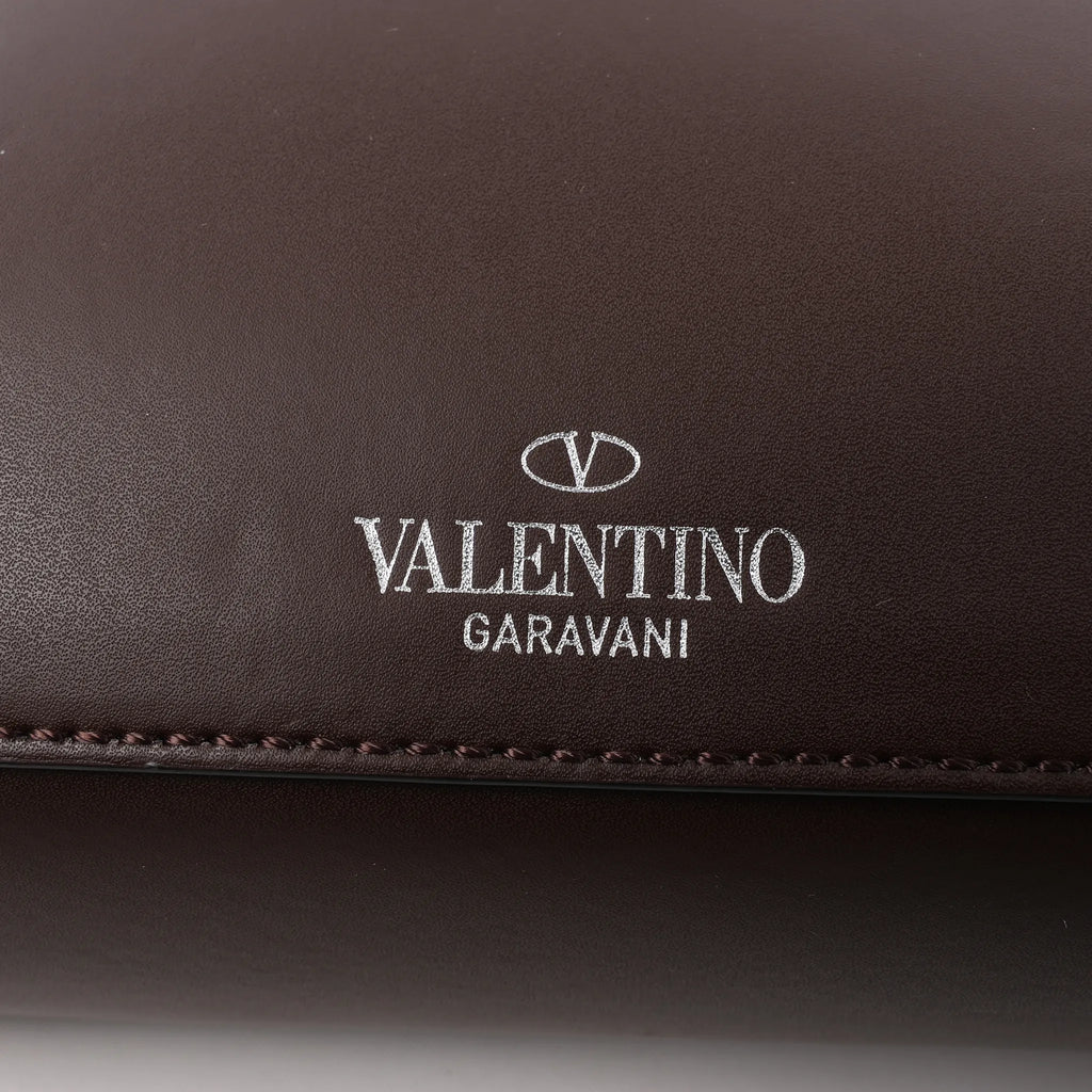 Valentino Garavani VLTN Leather Shoulder Bag in Brown