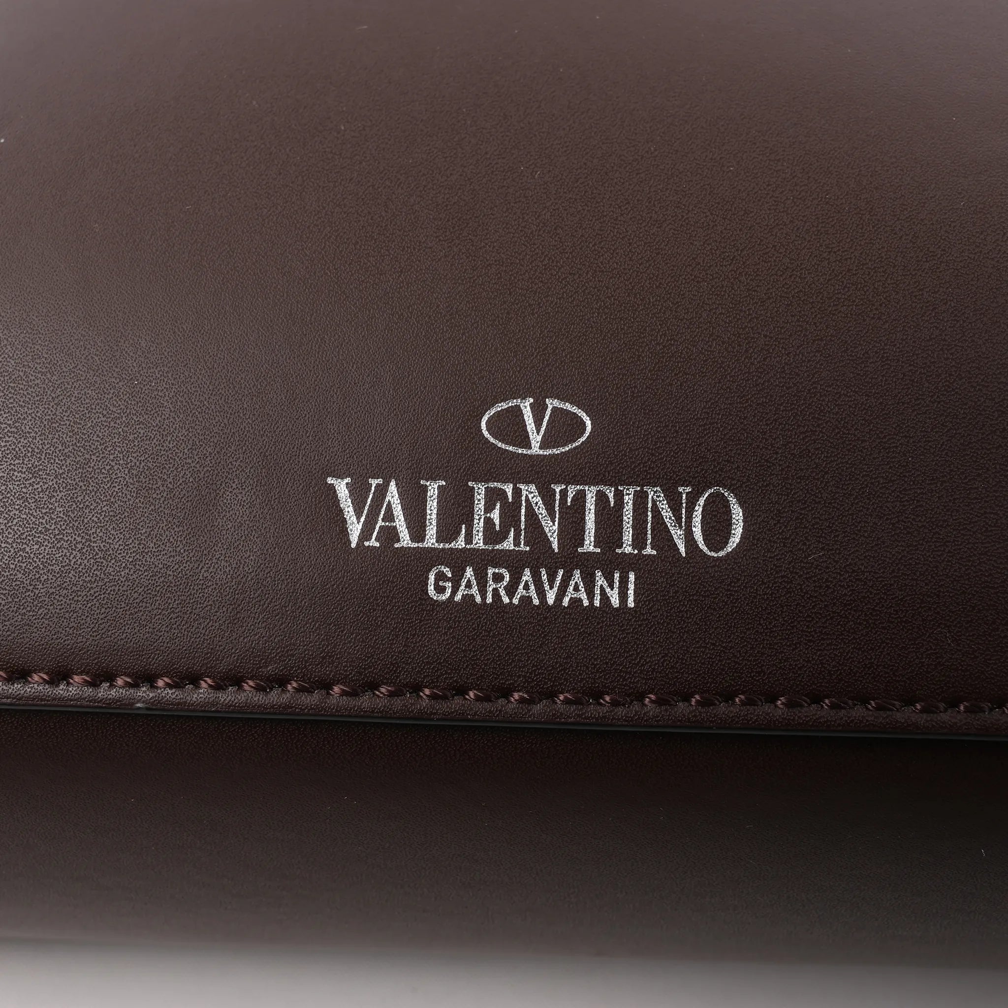 Valentino Garavani VLTN Leather Shoulder Bag in Brown