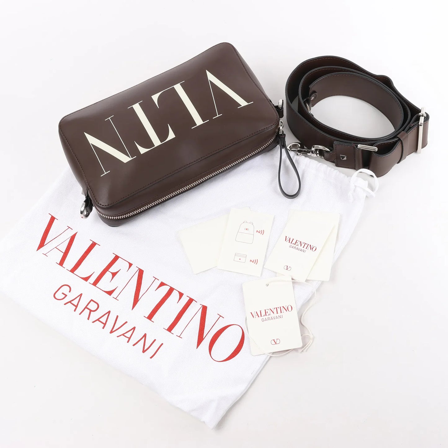 Valentino Garavani VLTN Leather Shoulder Bag in Brown