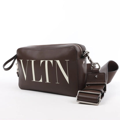 Valentino Garavani VLTN Leather Shoulder Bag in Brown