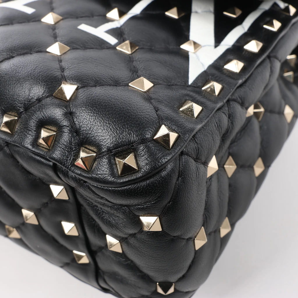 Valentino Garavani VLTN Rockstud Spike Chain Leather 2Way Shoulder Bag in Black
