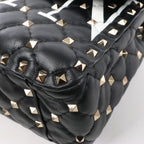 Valentino Garavani VLTN Rockstud Spike Chain Leather 2Way Shoulder Bag in Black