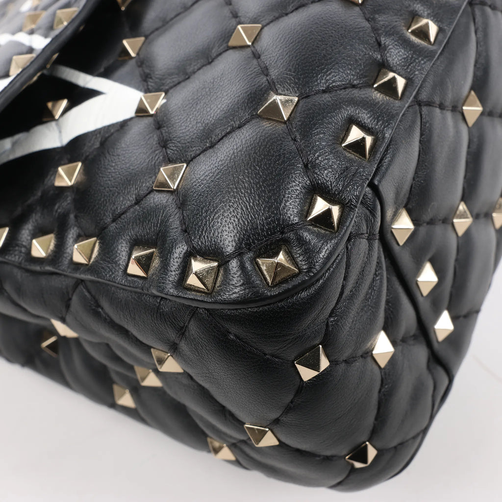 Valentino Garavani VLTN Rockstud Spike Chain Leather 2Way Shoulder Bag in Black
