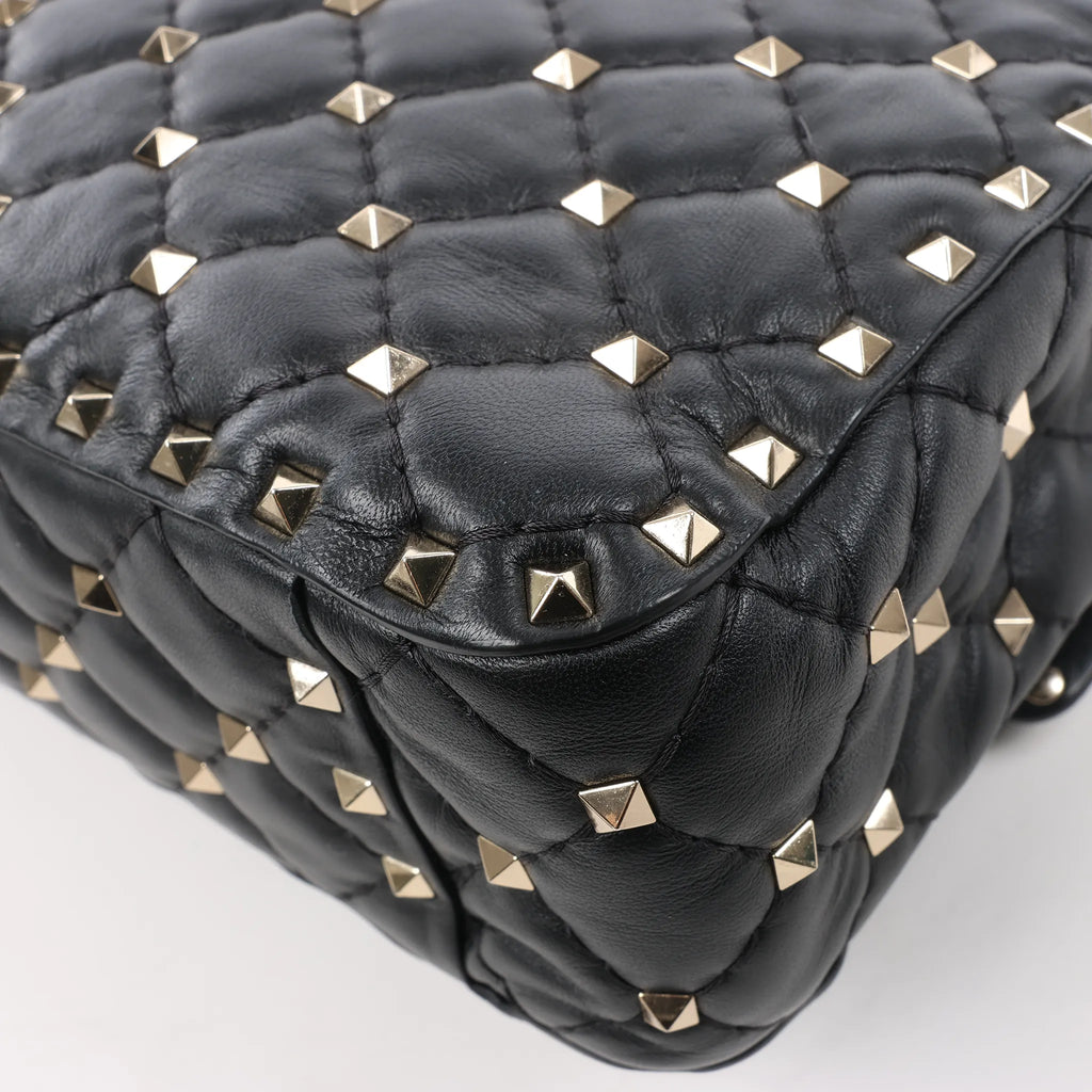 Valentino Garavani VLTN Rockstud Spike Chain Leather 2Way Shoulder Bag in Black