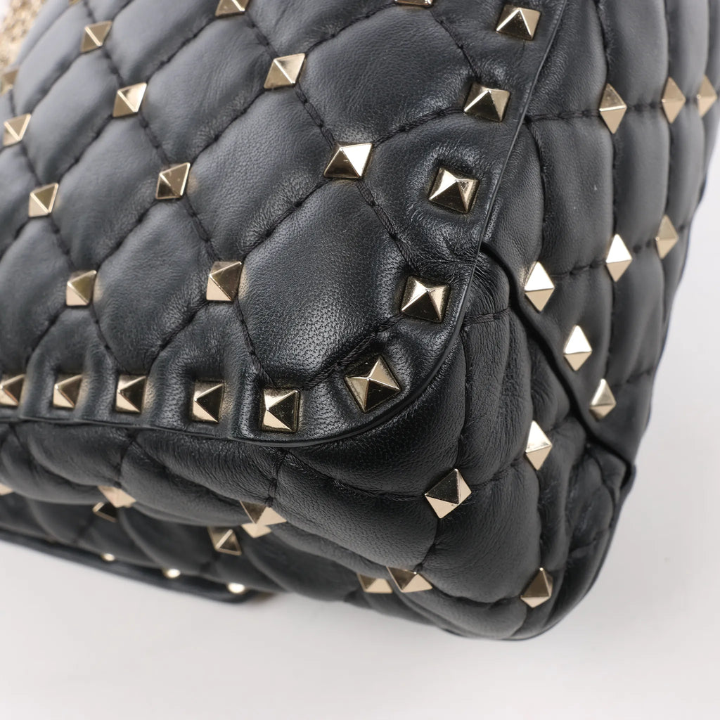 Valentino Garavani VLTN Rockstud Spike Chain Leather 2Way Shoulder Bag in Black