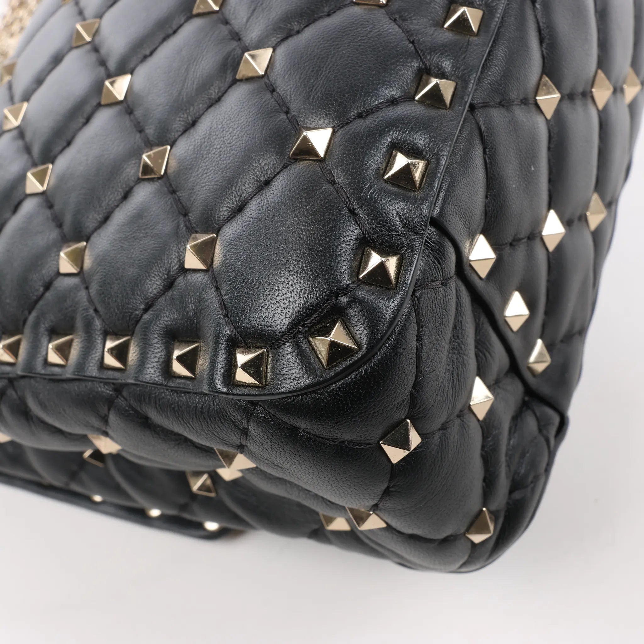 Valentino Garavani VLTN Rockstud Spike Chain Leather 2Way Shoulder Bag in Black