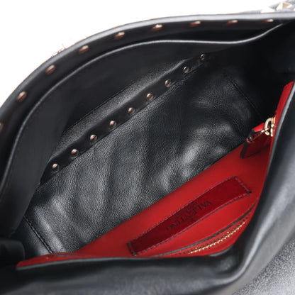 Sac à bandoulière double sens en cuir VLTN Rockstud Spike Chain de Valentino Garavani, noir