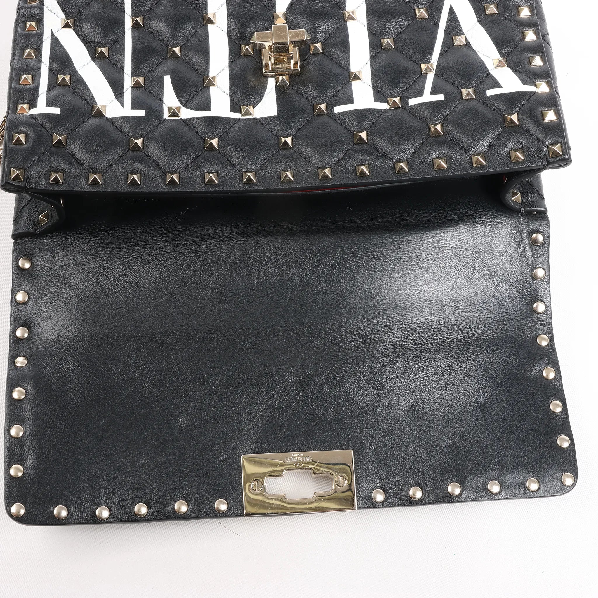Valentino Garavani VLTN Rockstud Spike Chain Leather 2Way Shoulder Bag in Black