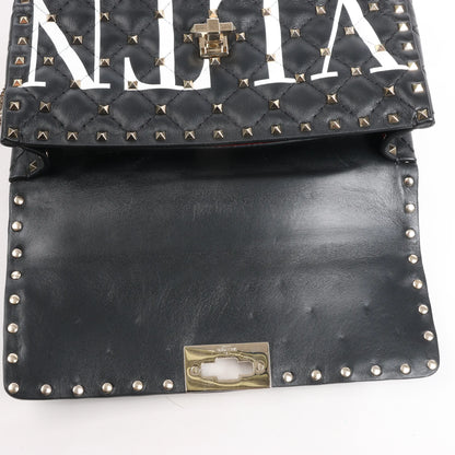 Sac à bandoulière double sens en cuir VLTN Rockstud Spike Chain de Valentino Garavani, noir