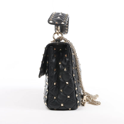 Sac à bandoulière double sens en cuir VLTN Rockstud Spike Chain de Valentino Garavani, noir