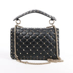 Valentino Garavani VLTN Rockstud Spike Chain Leather 2Way Shoulder Bag in Black
