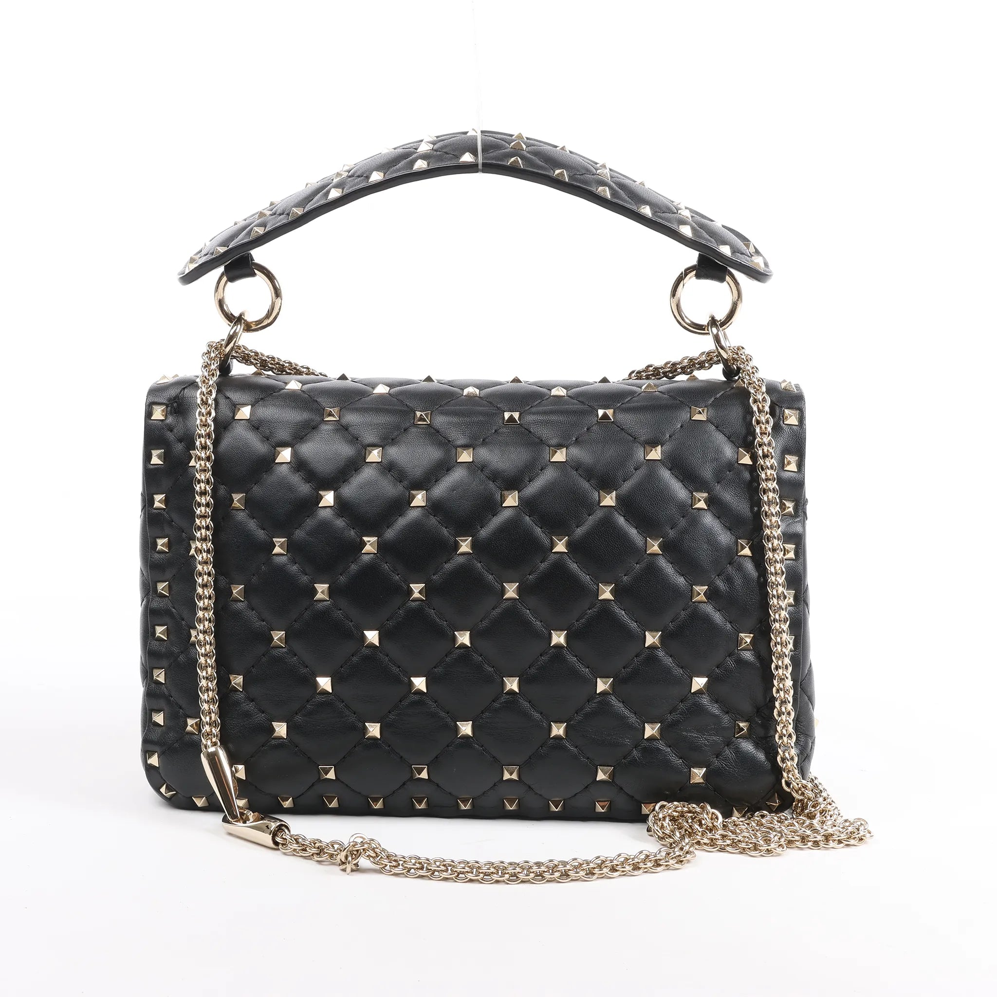 Valentino Garavani VLTN Rockstud Spike Chain Leather 2Way Shoulder Bag in Black
