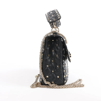 Sac à bandoulière double sens en cuir VLTN Rockstud Spike Chain de Valentino Garavani, noir