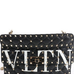 Valentino Garavani VLTN Rockstud Spike Chain Leather 2Way Shoulder Bag in Black