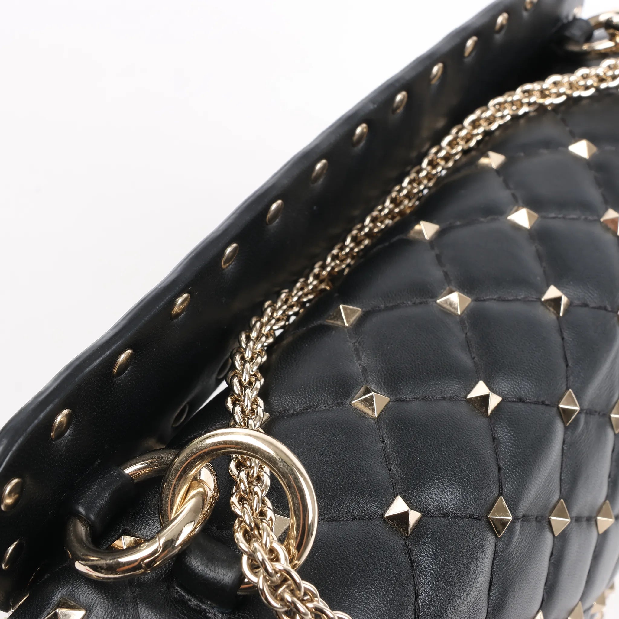 Valentino Garavani VLTN Rockstud Spike Chain Leather 2Way Shoulder Bag in Black