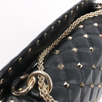 Sac à bandoulière double sens en cuir VLTN Rockstud Spike Chain de Valentino Garavani, noir