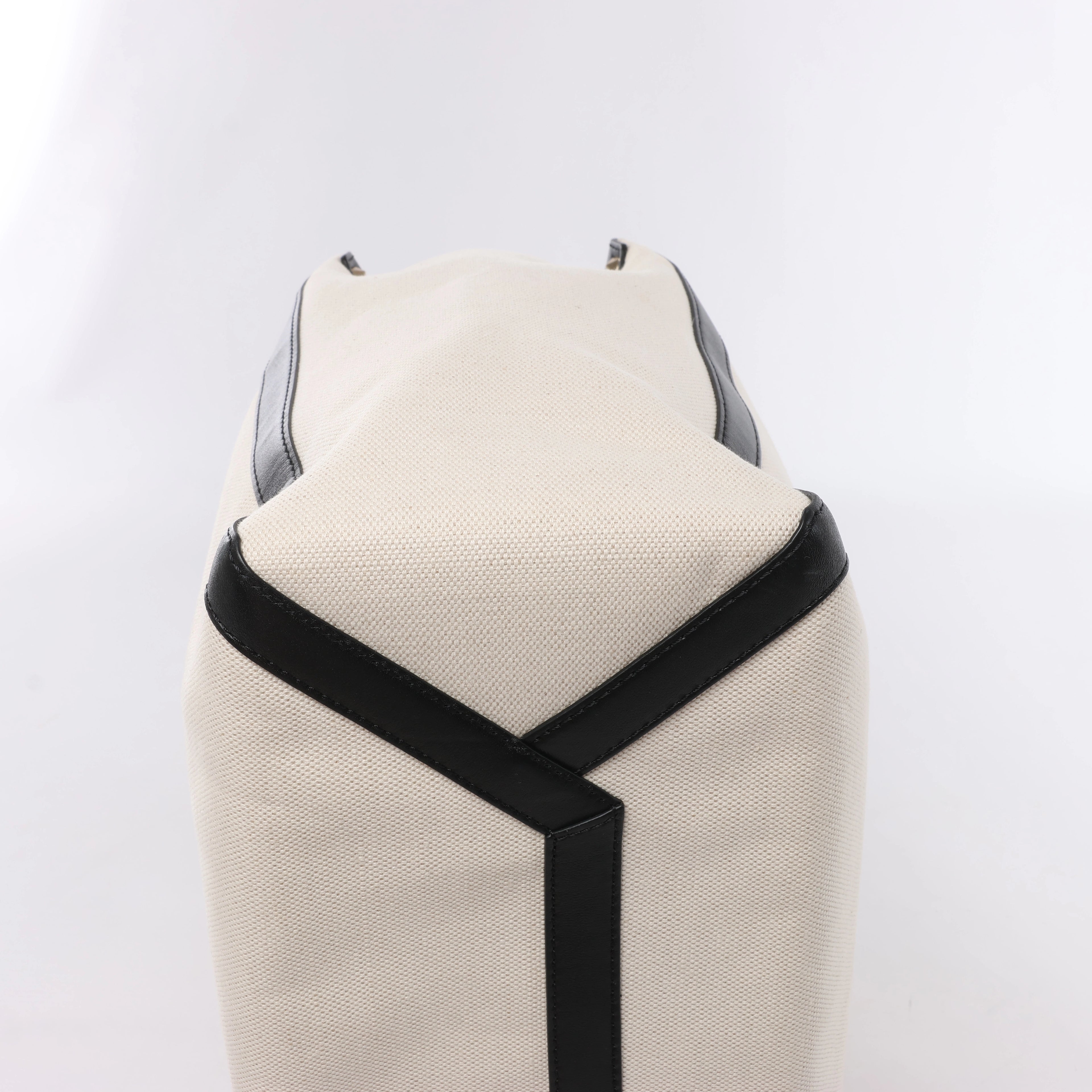 Valentino Garavani VLTN Canvas & Leather Shoulder Bag in Beige x Black