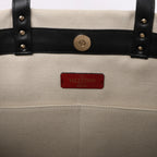 Valentino Garavani VLTN Canvas & Leather Shoulder Bag in Beige x Black