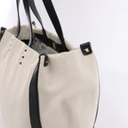 Valentino Garavani VLTN Canvas & Leather Shoulder Bag in Beige x Black