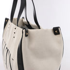 Valentino Garavani VLTN Canvas & Leather Shoulder Bag in Beige x Black