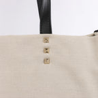Valentino Garavani VLTN Canvas & Leather Shoulder Bag in Beige x Black