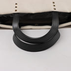 Valentino Garavani VLTN Canvas & Leather Shoulder Bag in Beige x Black