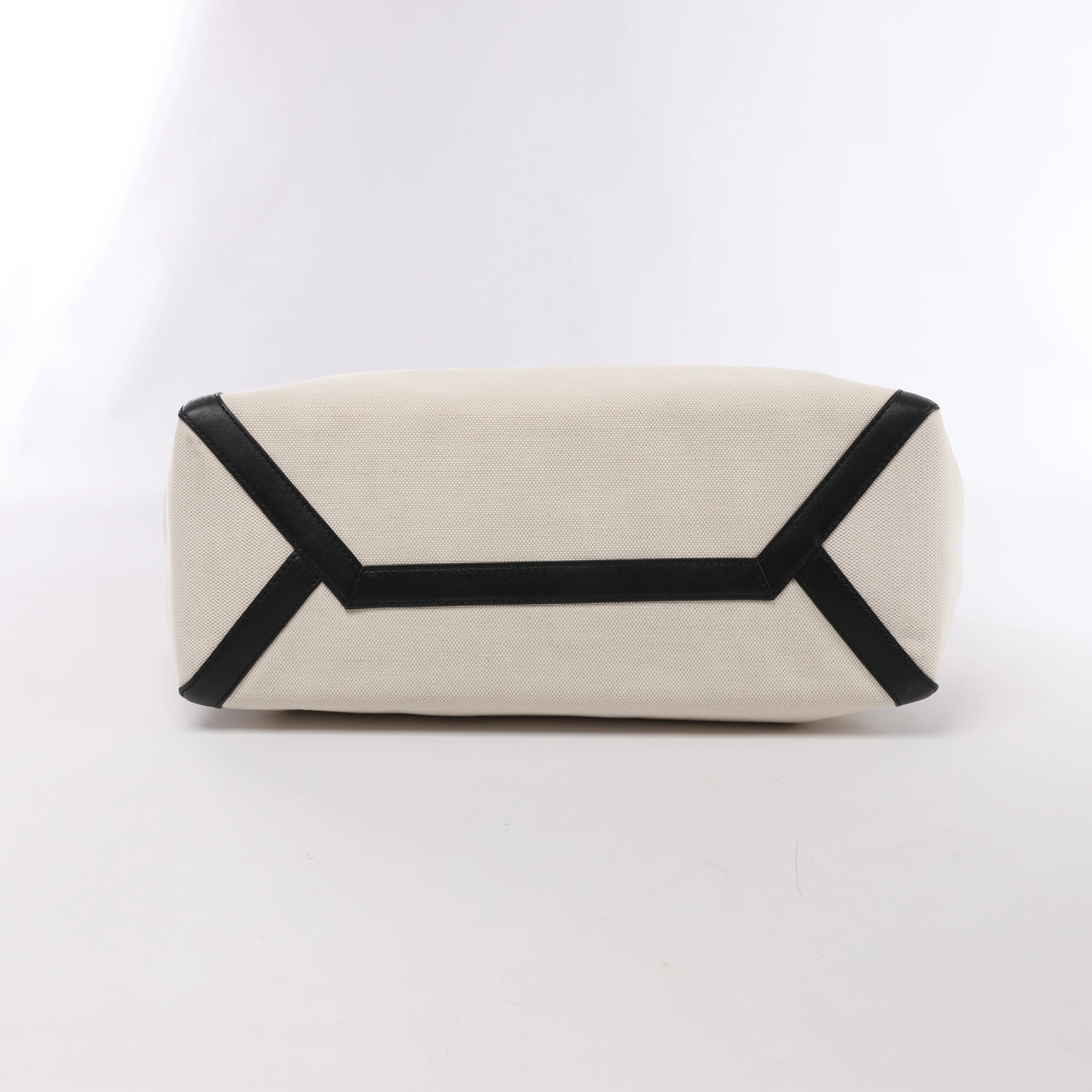 Valentino Garavani VLTN Canvas & Leather Shoulder Bag in Beige x Black