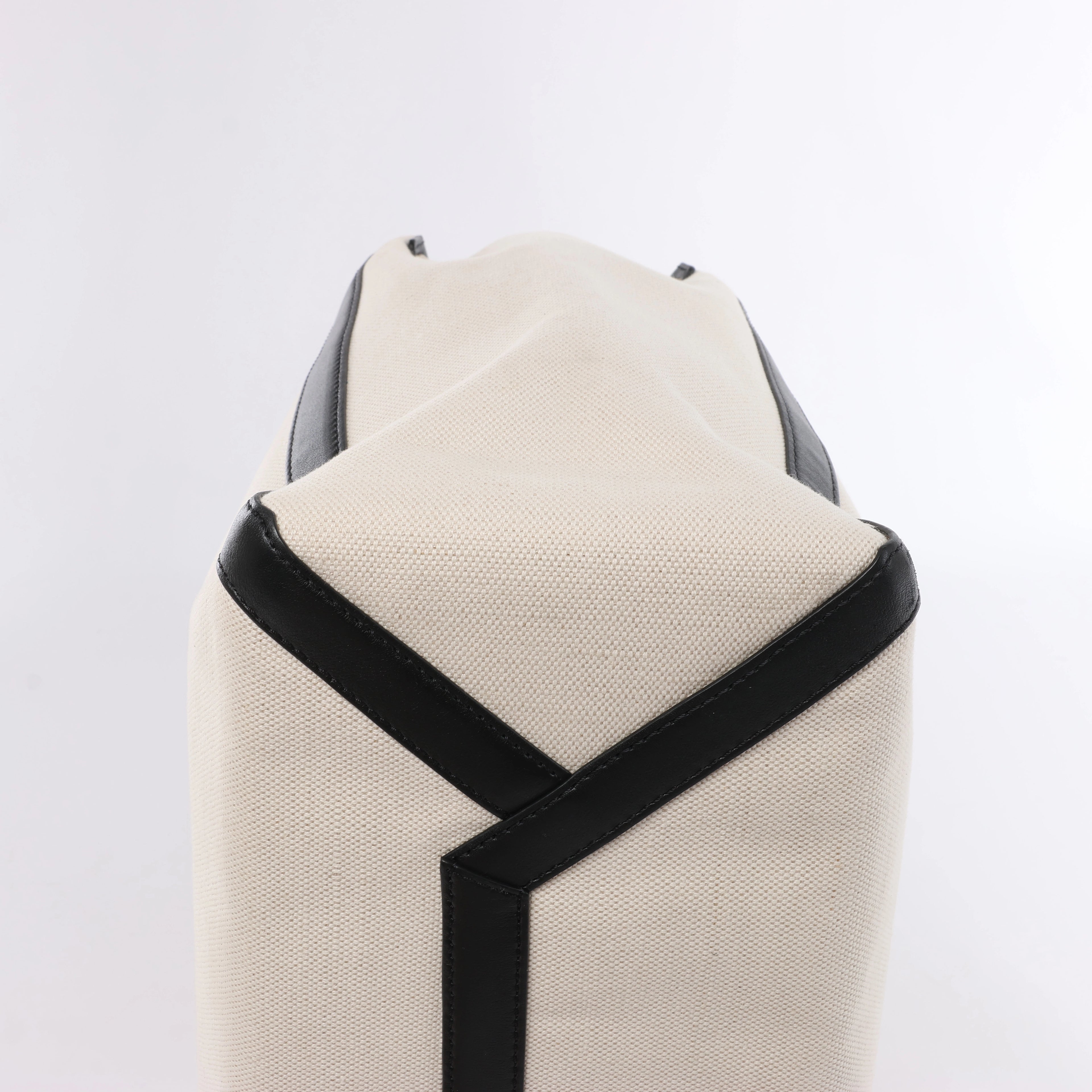 Valentino Garavani VLTN Canvas & Leather Shoulder Bag in Beige x Black