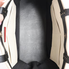 Valentino Garavani VLTN Canvas x Leather Shoulder Bag in Beige x Black