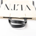 Valentino Garavani VLTN Canvas x Leather Shoulder Bag in Beige x Black