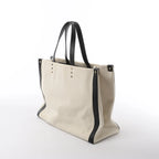 Valentino Garavani VLTN Canvas x Leather Shoulder Bag in Beige x Black