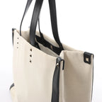 Valentino Garavani VLTN Canvas x Leather Shoulder Bag in Beige x Black