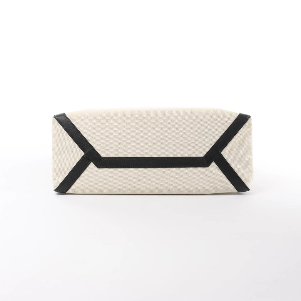 Valentino Garavani VLTN Canvas x Leather Shoulder Bag in Beige x Black