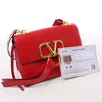 Valentino Garavani VRing Leather Shoulder Bag in Red