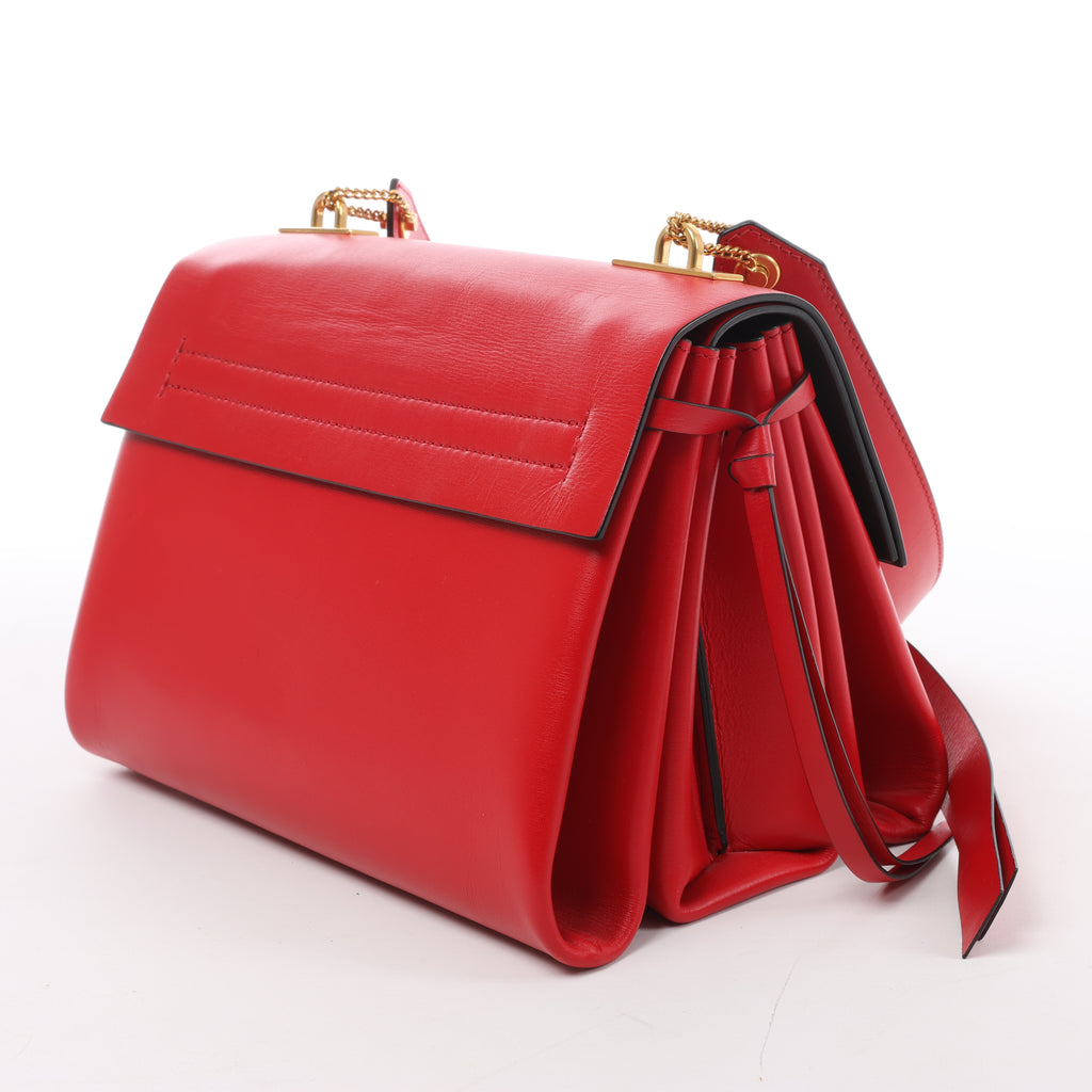 Valentino Garavani VRing Leather Shoulder Bag in Red