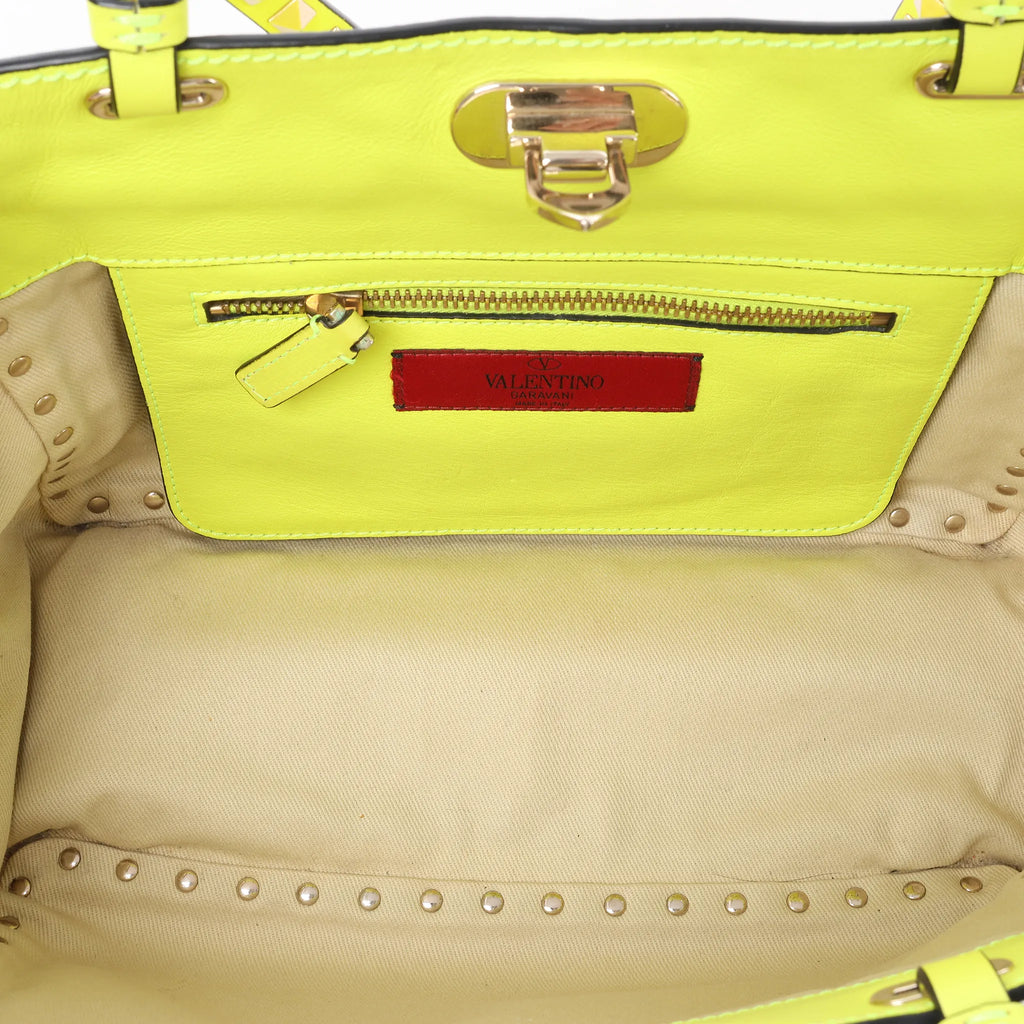 Valentino Garavani Rockstud Leather 2Way Handbag in Yellow