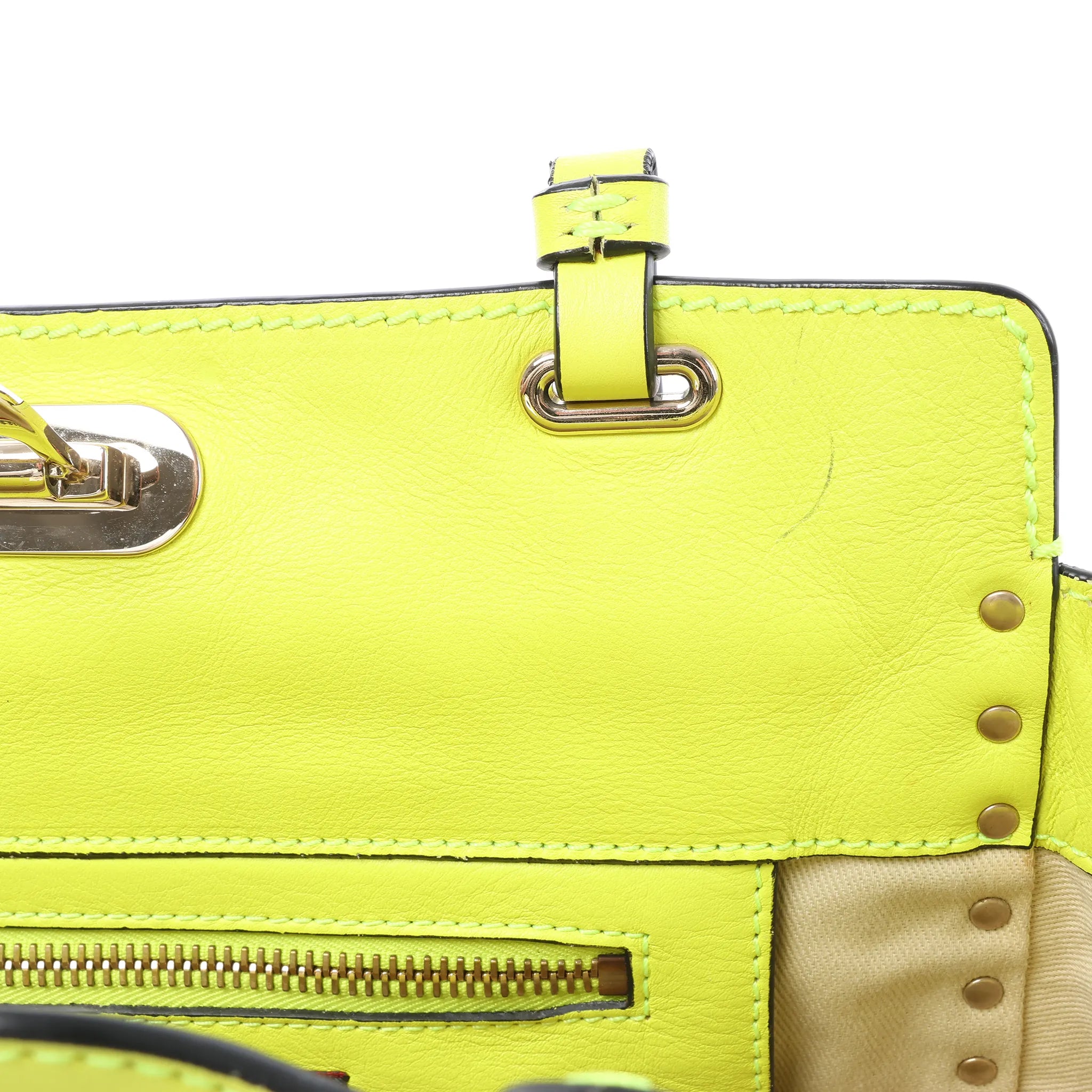 Valentino Garavani Rockstud Leather 2Way Handbag in Yellow