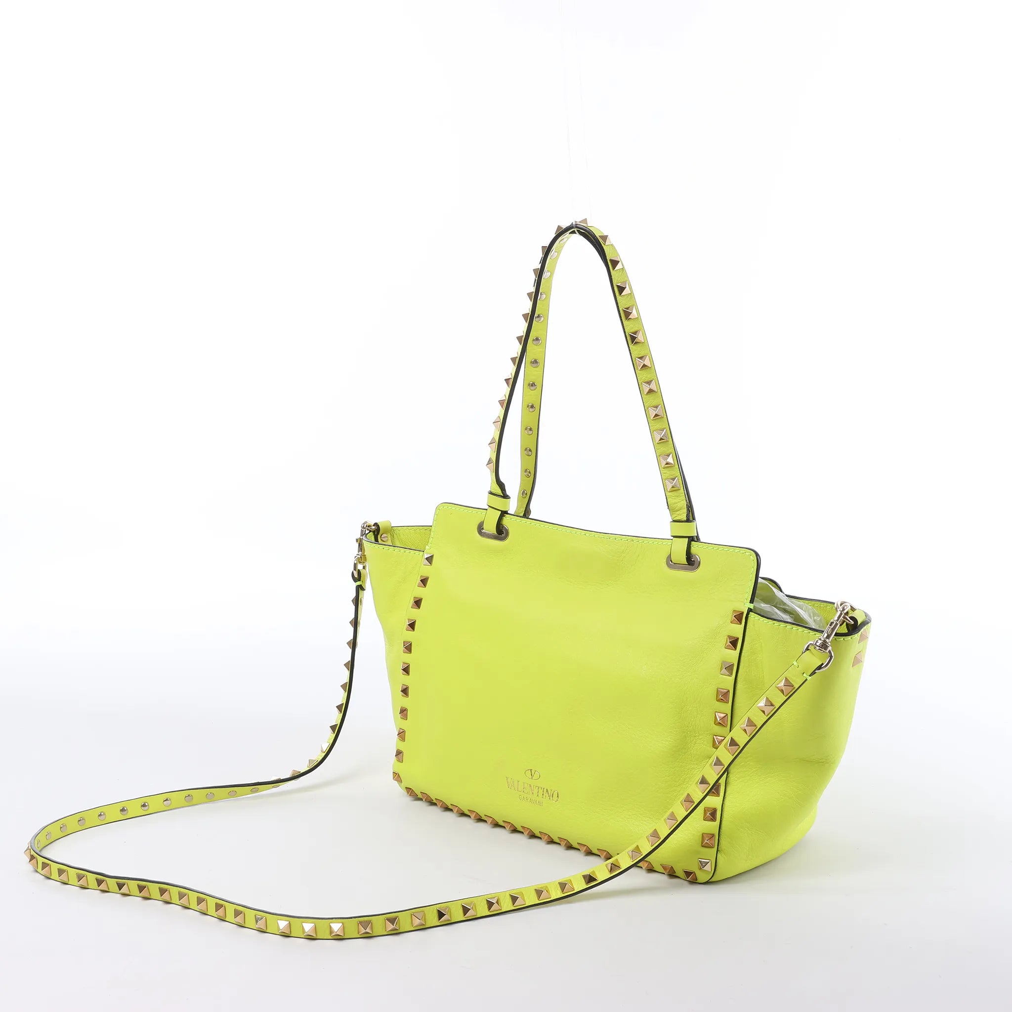 Valentino Garavani Rockstud Leather 2Way Handbag in Yellow