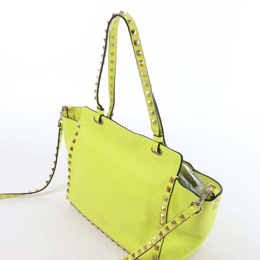 Valentino Garavani Rockstud Leather 2Way Handbag in Yellow