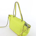 Valentino Garavani Rockstud Leather 2Way Handbag in Yellow